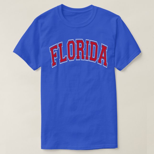 Florida Varsity Style Red Text  T-Shirt (Design Front)