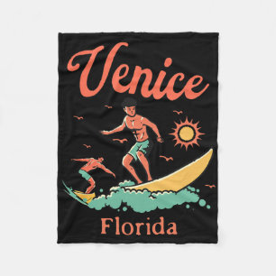 Florida Venice Fl Surfer Surfing Beach Fishing Pie Fleece Blanket