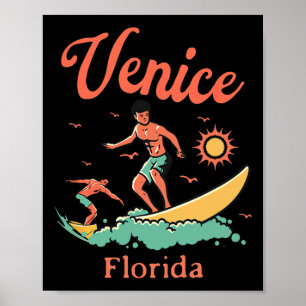 Florida Venice Fl Surfer Surfing Beach Fishing Pie Poster