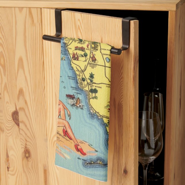 Florida Vintage Fun Postcard Tea Towel (Thirds Fold)