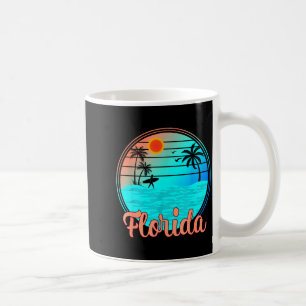 Florida vintage palm tree sunset tropical surfing coffee mug