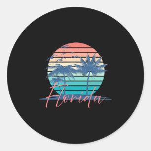 Florida Vintage Summer Vibes Beach Sunset Retro Pa Classic Round Sticker