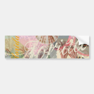Florida Vintage Travel Beach Seashell Shell Art Bumper Sticker