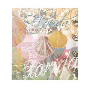 Florida Vintage Travel Beach Seashell Shell Art Notepad