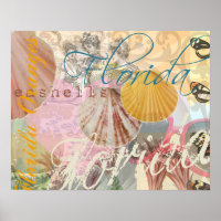 Florida Vintage Travel Beach Seashell Shell Art
