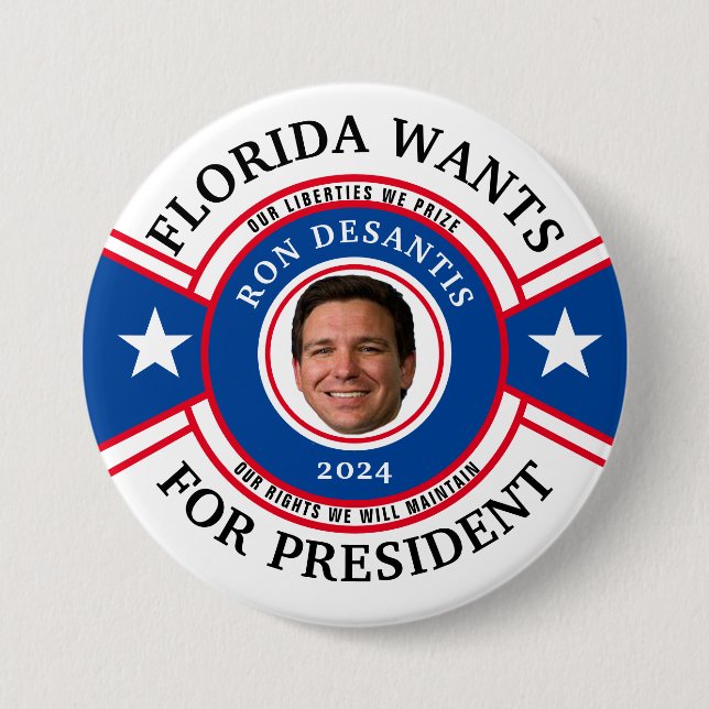 Florida wants DeSantis for President 7.5 Cm Round Badge (Front)