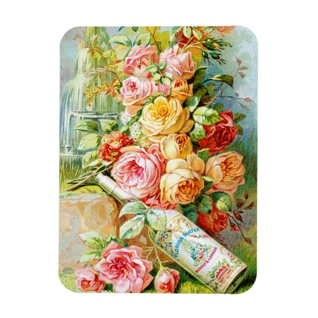 Florida Water Perfume Label with Cabbage Roses Magnet (Vertical)