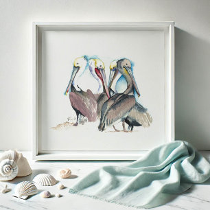 Florida Watercolors Pelican Art Poster