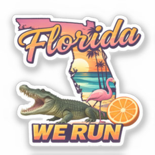 Florida We Run Sunset Alligator Flamingo Sports