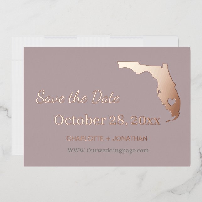 Florida Wedding Save The Date Rose Gold   (Envelope)