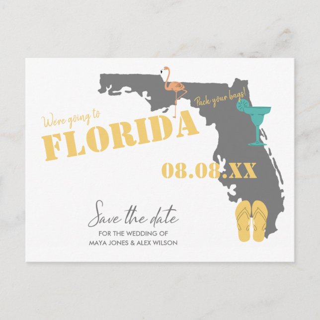 Florida Wedding Save the Dates Postcard (Front)