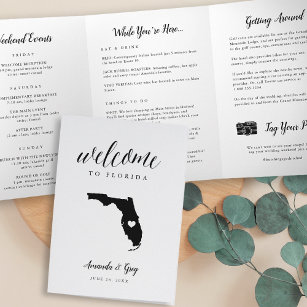 Florida Wedding Welcome Letter & Itinerary Tri-Fold Programme