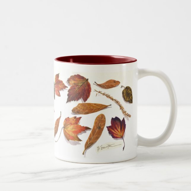 Florida wetand leaves Two-Tone coffee mug (Right)