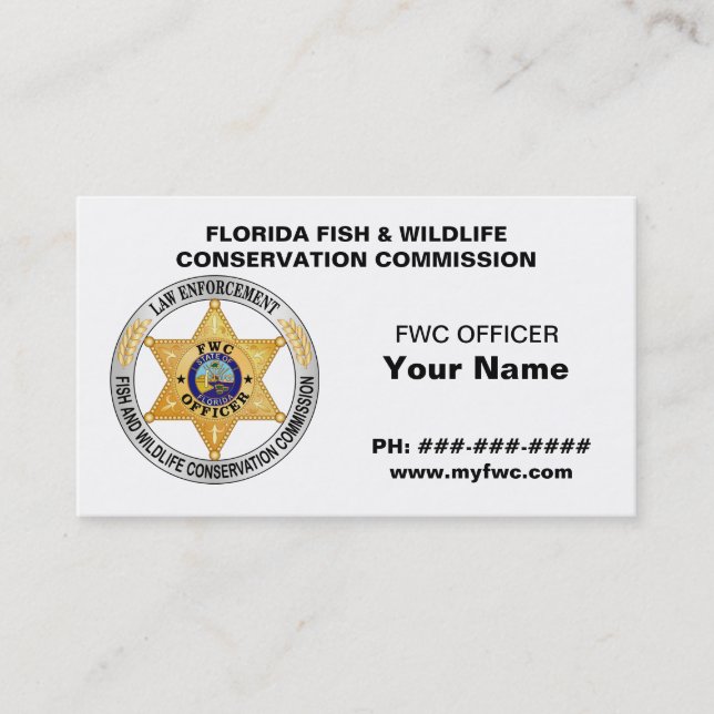 Florida Wildlife Commission FWC Business Card (Front)