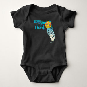 Florida With Sun Wearing Sunglasses Beach Ocean Baby Bodysuit