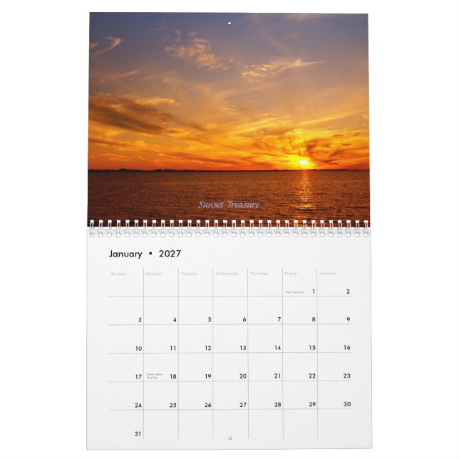 Florida's Intense Sunsets Calendar (Jan 2027)