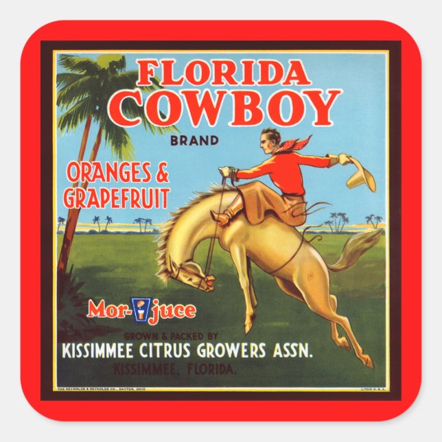Floriday Cowboy Square Sticker (Front)