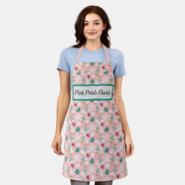 Florist Apron Pink with Flowers (Worn)