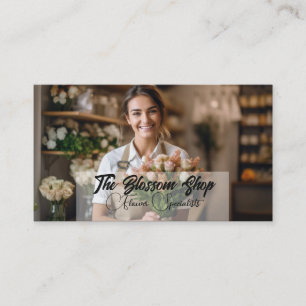 Florist Arranging Flowers for a Customer Business Card