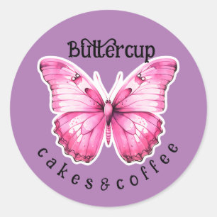 Florist Bakery Cafe Custom Shop Name Product Classic Round Sticker