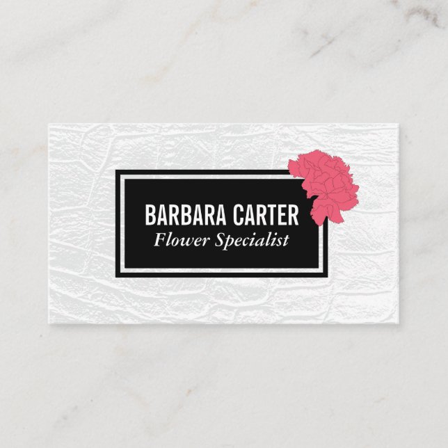 Florist | Carnations (Red) | White Leather Business Card (Front)