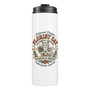 Florist Cat Florist Cat Vintage Vector Art Shirt D Thermal Tumbler