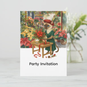 Florist Christmas Party for Cat Lovers Invitation