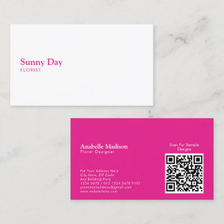 Florist Colourful Floral Bouquet with QR Code Business Card