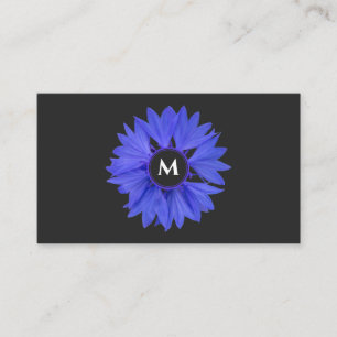 Florist cornflower monogram calligraphy QR-Code Business Card
