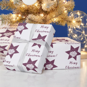 Florist Custom Logo Merry Christmas Purple & White Wrapping Paper