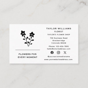 Florist Floral Flower Shop Typography Social Media Business Card