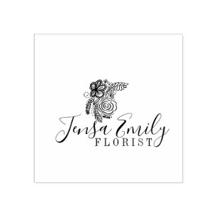 Florist Floral Logo Hand-Drawn Artist Studio Rubber Stamp