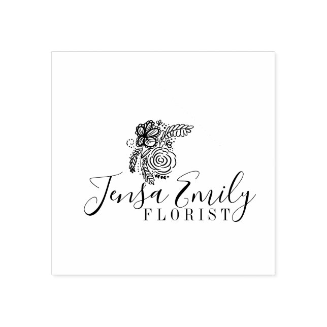 Florist Floral Logo Hand-Drawn  Artist Studio   Rubber Stamp (Imprint)