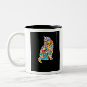 Florist Florist Ca Flower Cat Cat Red Cat Pink Cat Two-Tone Coffee Mug