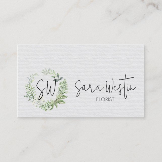 Florist Flower Monogram  Business Card (Front)