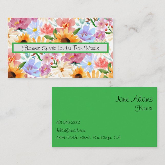 Florist Flower Shop Business Card (Front/Back)