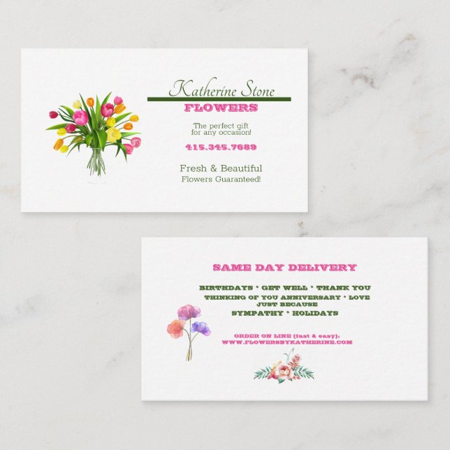 Florist Flowers for any Occasion  Business Card (Front/Back)