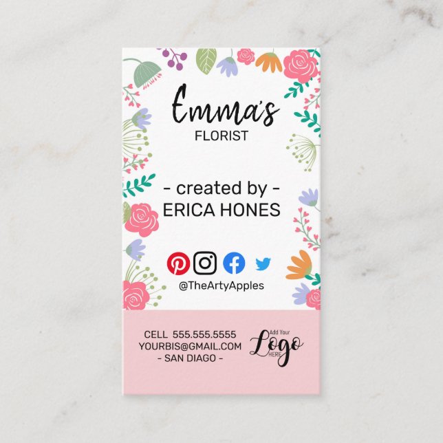 florist flowers wedding planner event organiser business card (Front)
