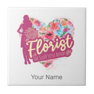 Florist Flowers With Heart Vintage Garden Design Ceramic Tile