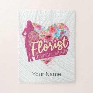 Florist Flowers With Heart Vintage Garden Design Jigsaw Puzzle