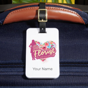 Florist Flowers With Heart Vintage Garden Design Luggage Tag