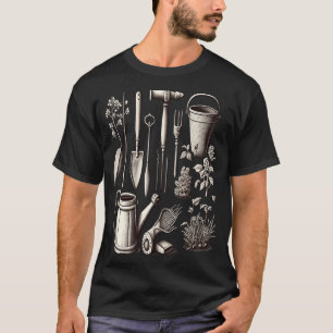 Florist Gardener Dad Grayscale Gardening Tools 2 T-Shirt