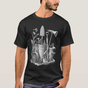 Florist Gardener Dad Grayscale Gardening Tools T-Shirt