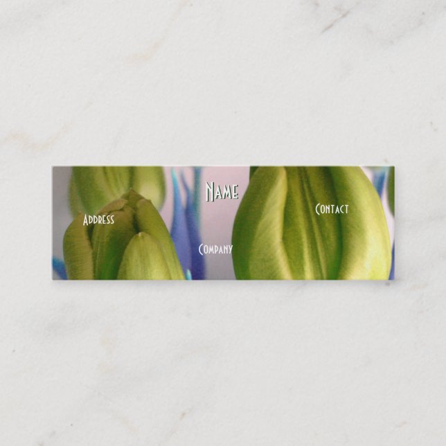 Florist - Green Blue Tulips Mini Business Card (Front)