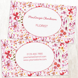 Florist Hand Painted Modern Watercolor Flower Business Card
