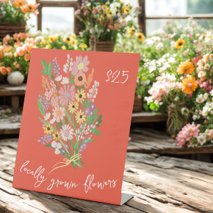 Florist Handpainted Flowers Market Farmstand Price Pedestal Sign
