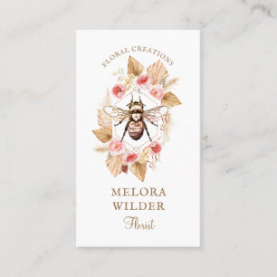 Florist Honey Bee Blush Pink And Floral Business Card
