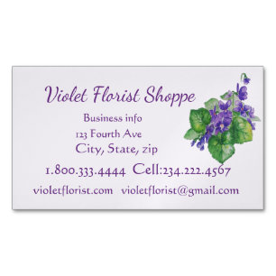 Florist Nature Flower Watercolor Violet Plant   Magnetic Business Card