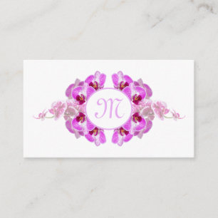 Florist orchid flower monogram calligraphy QR-Code Business Card