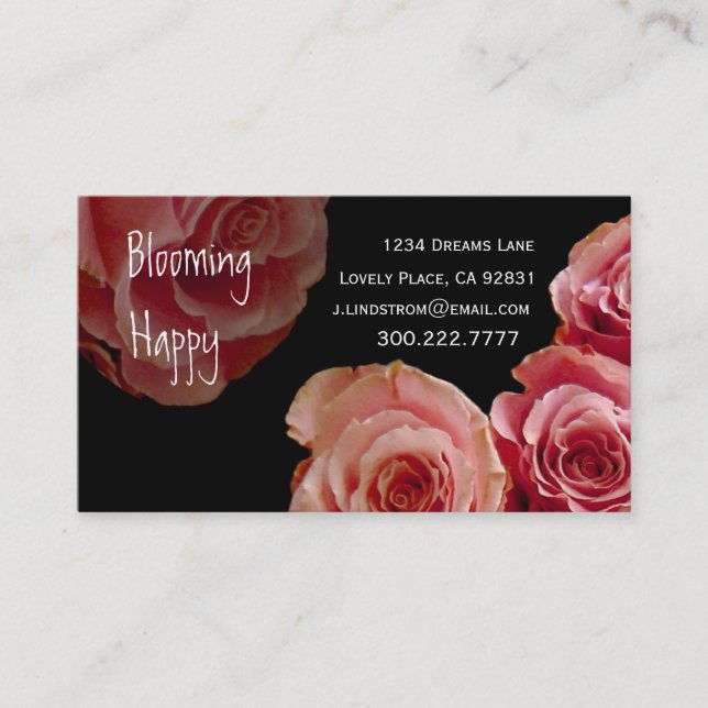 FLORIST - Pink Rose Bouquet Business Card Template (Front)